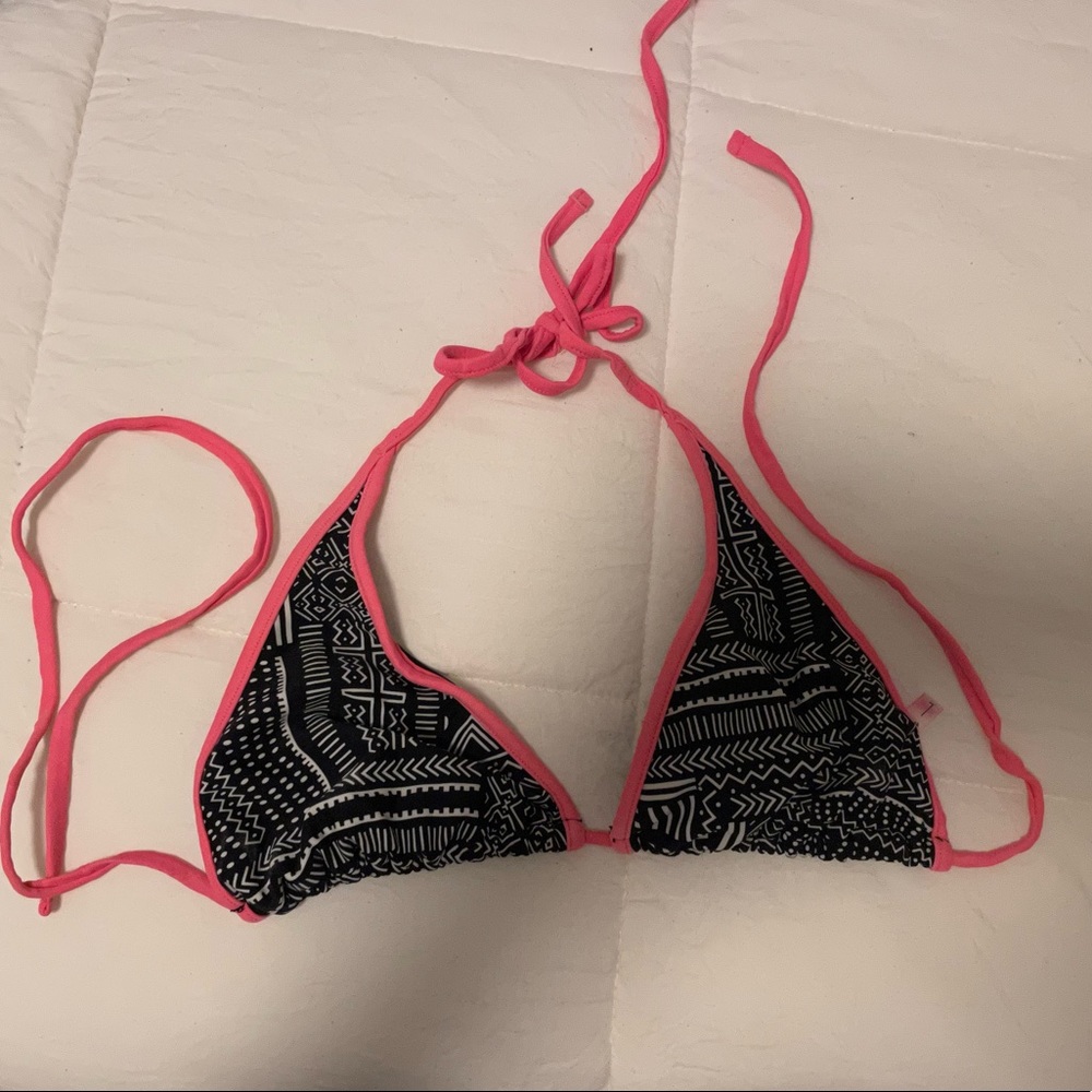 Pink and black bikini top